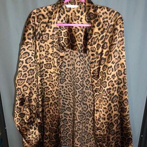 H&M Vintage oversized Leopard Print polyester collared  shacket
